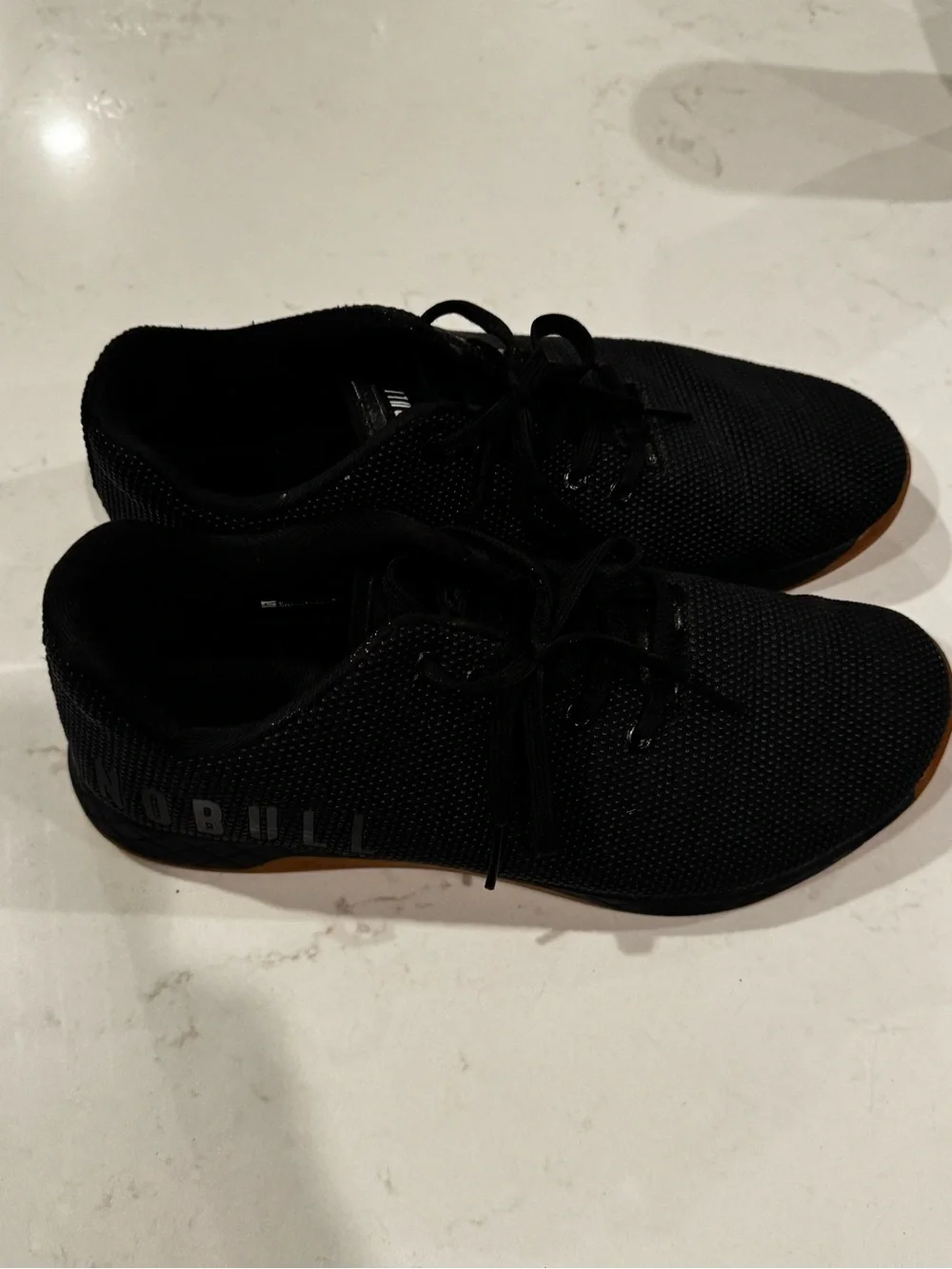 NOBULL Men's Black Athletic Knit Lace-Up Shoes with Gum Sole